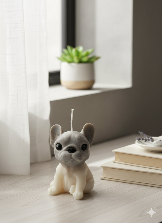 Vela Decorativa Bulldog Francês – Charme e Aroma em Cada Detalhe