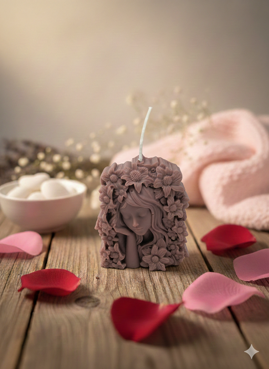 Vela Escultural "Ninfa das Flores" – Elegância e Serenidade Artística