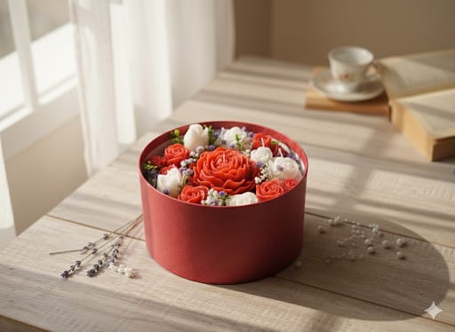 Flower Box "Paixão Eterna" – Arranjo de Velas Luxo