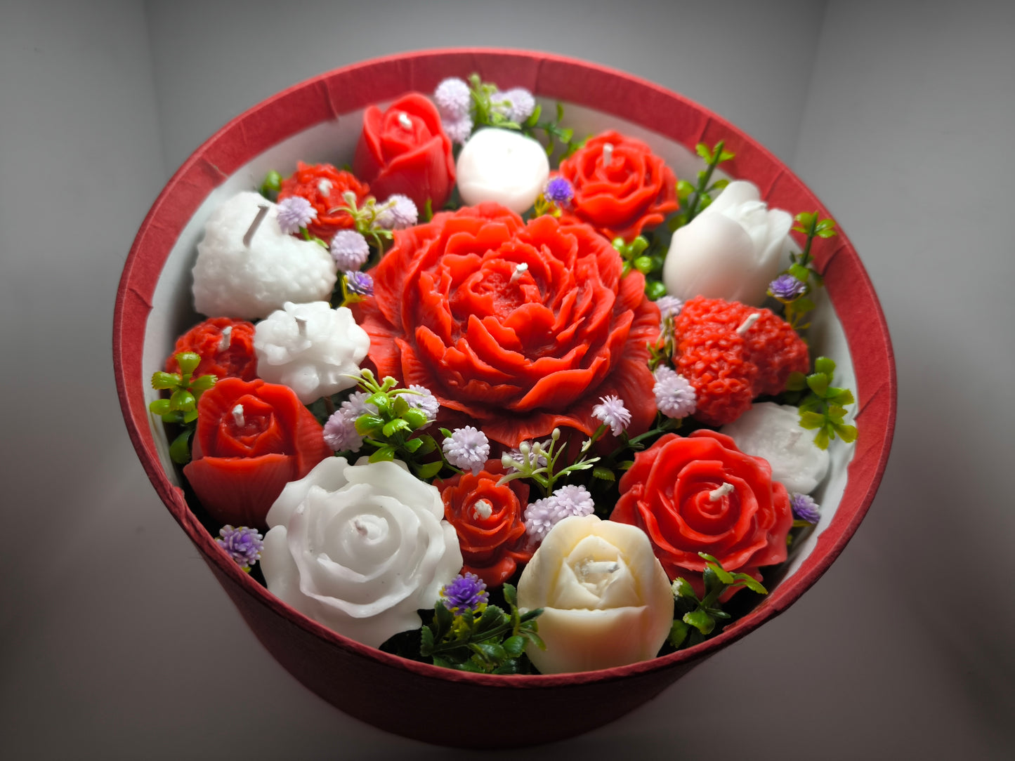 Flower Box "Paixão Eterna" – Arranjo de Velas Luxo