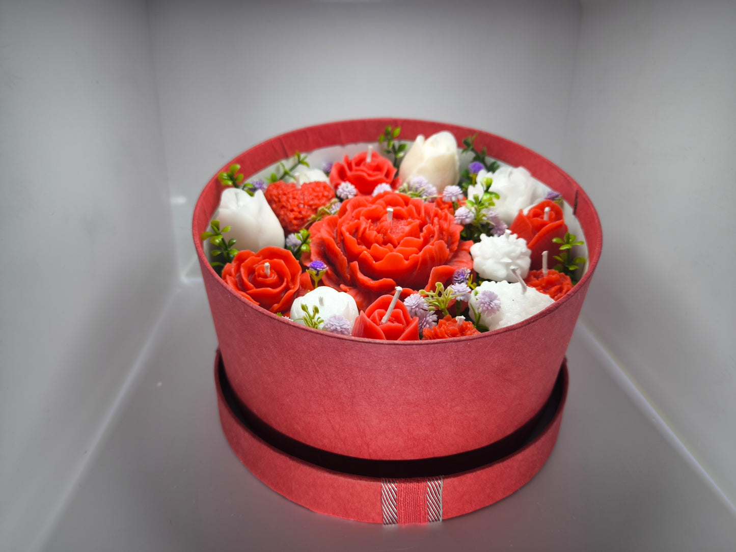 Flower Box "Paixão Eterna" – Arranjo de Velas Luxo